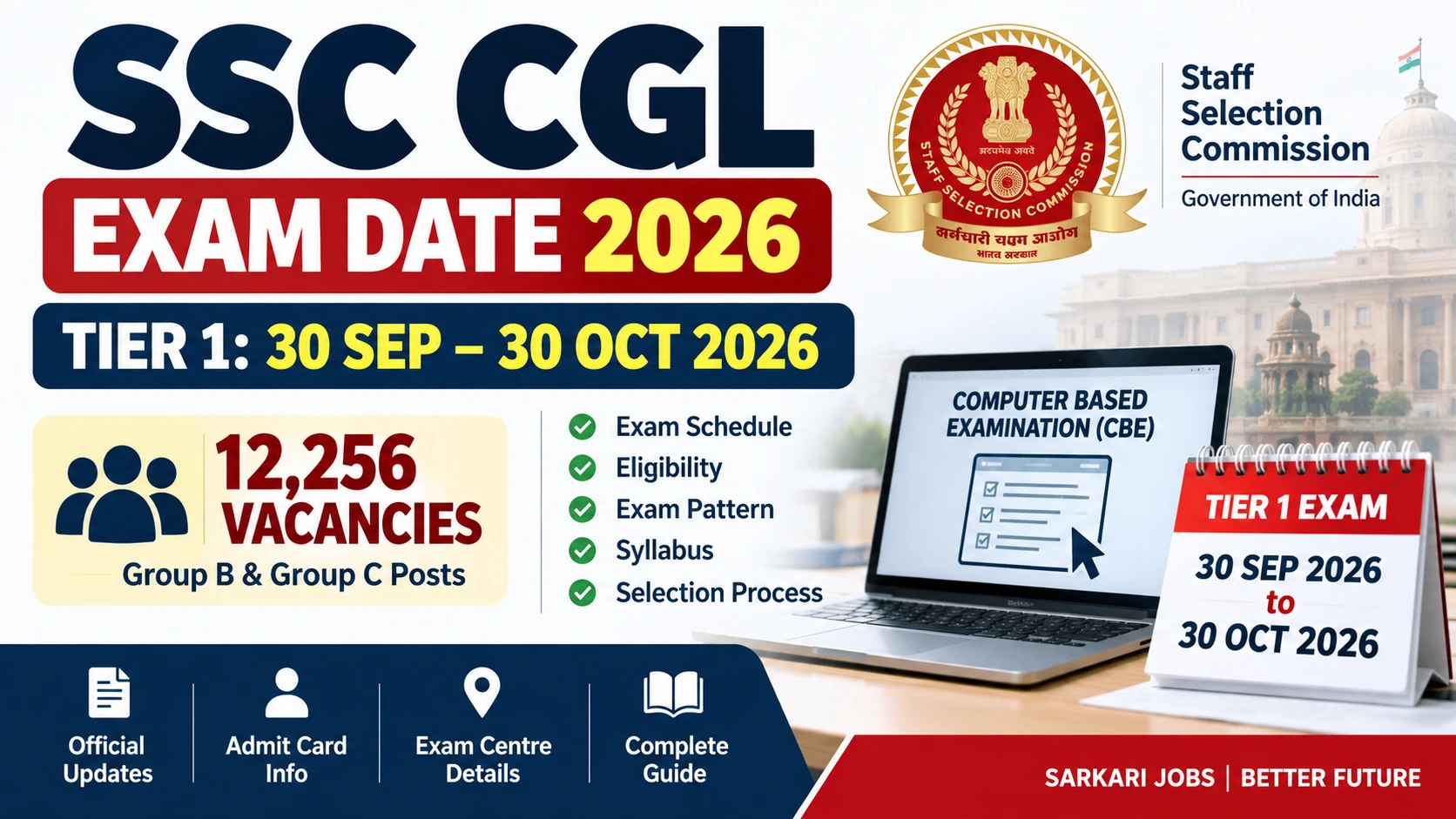 SSC CGL Exam Date 2026 Out, Tier 1 Schedule, Exam Date & Pattern