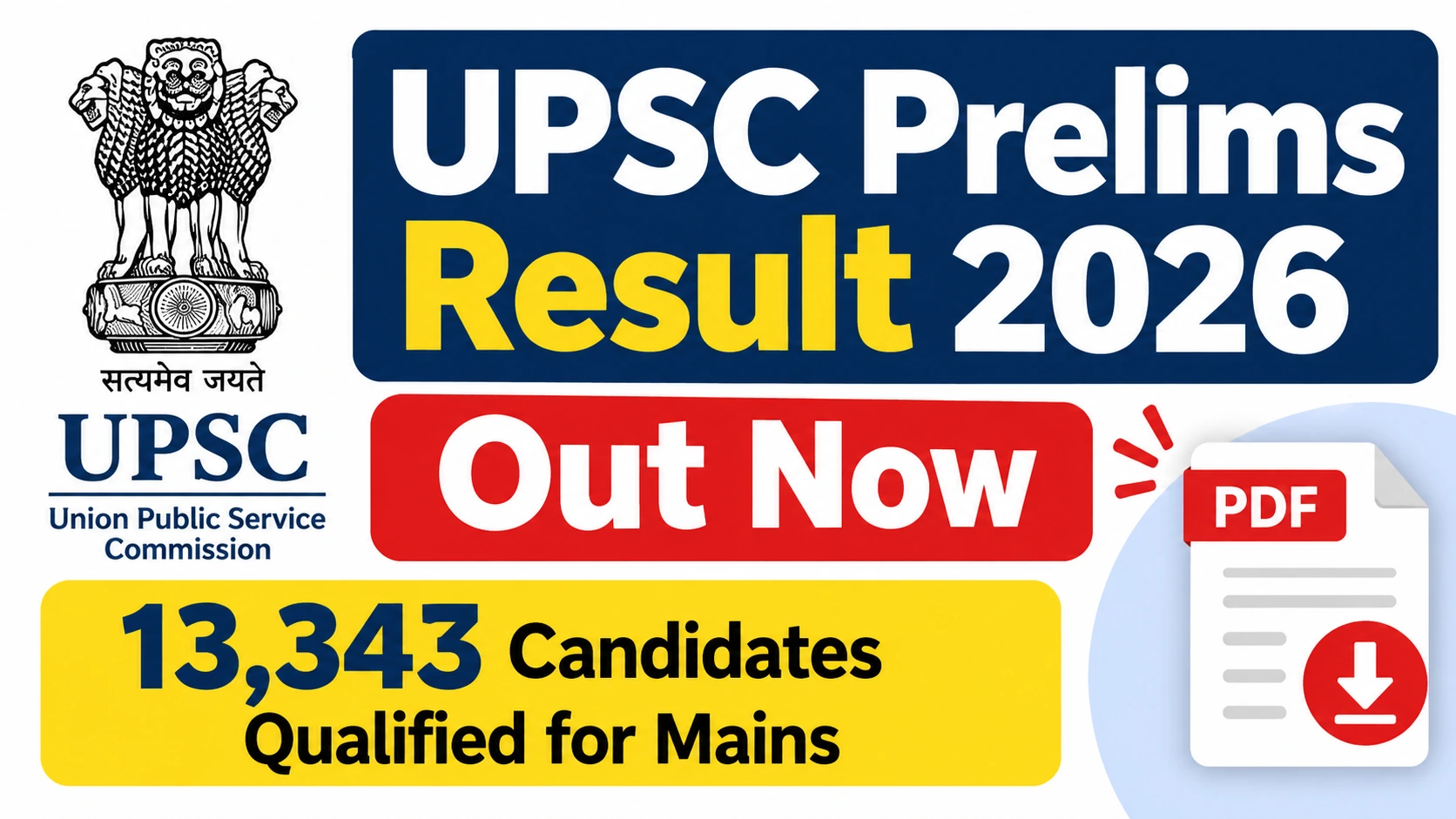 UPSC Prelims Result 2026: Result PDF, 13,343 Qualified