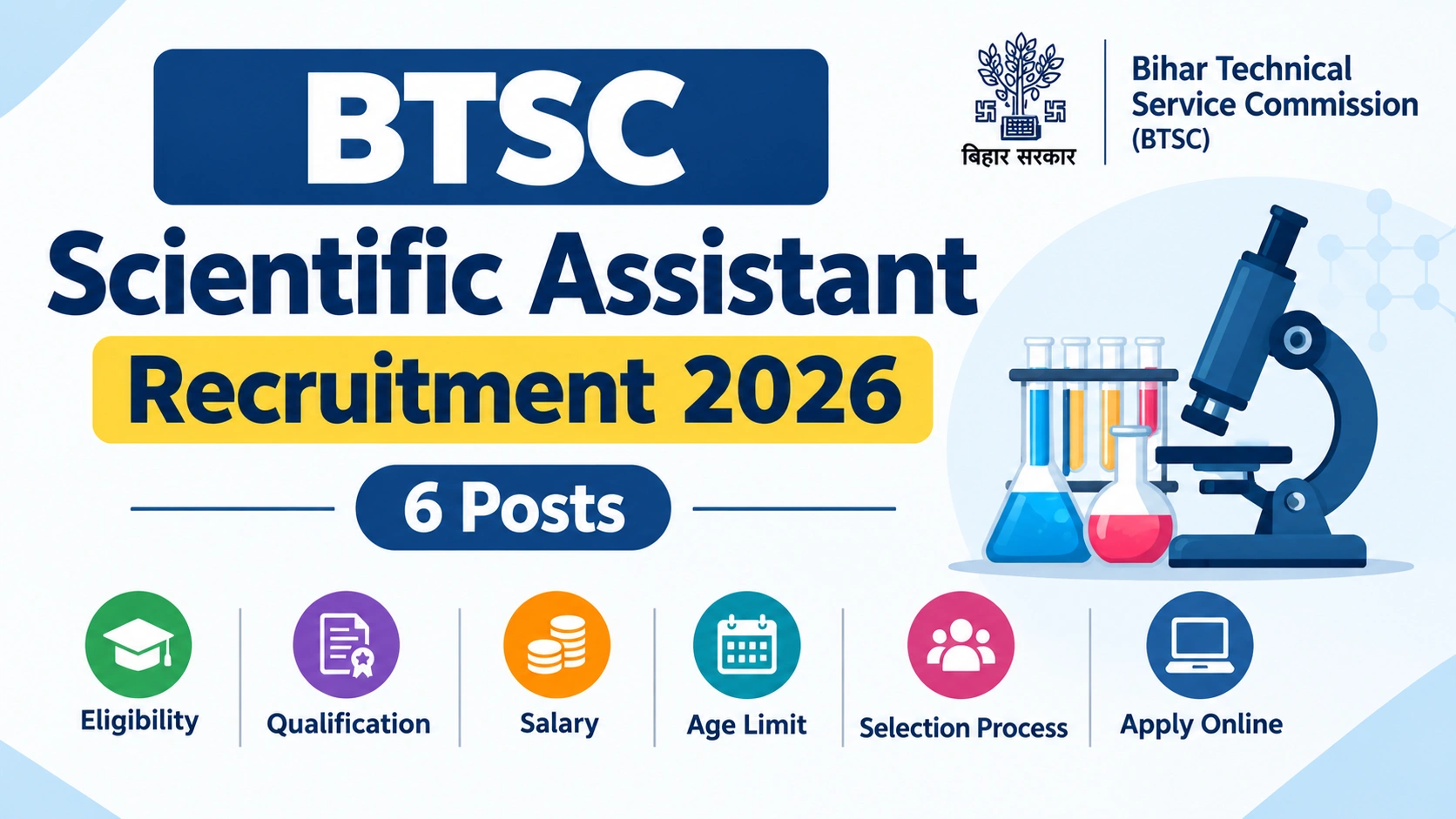 BTSC Scientific Assistant Recruitment 2026: 6 Posts, Eligibility & Apply