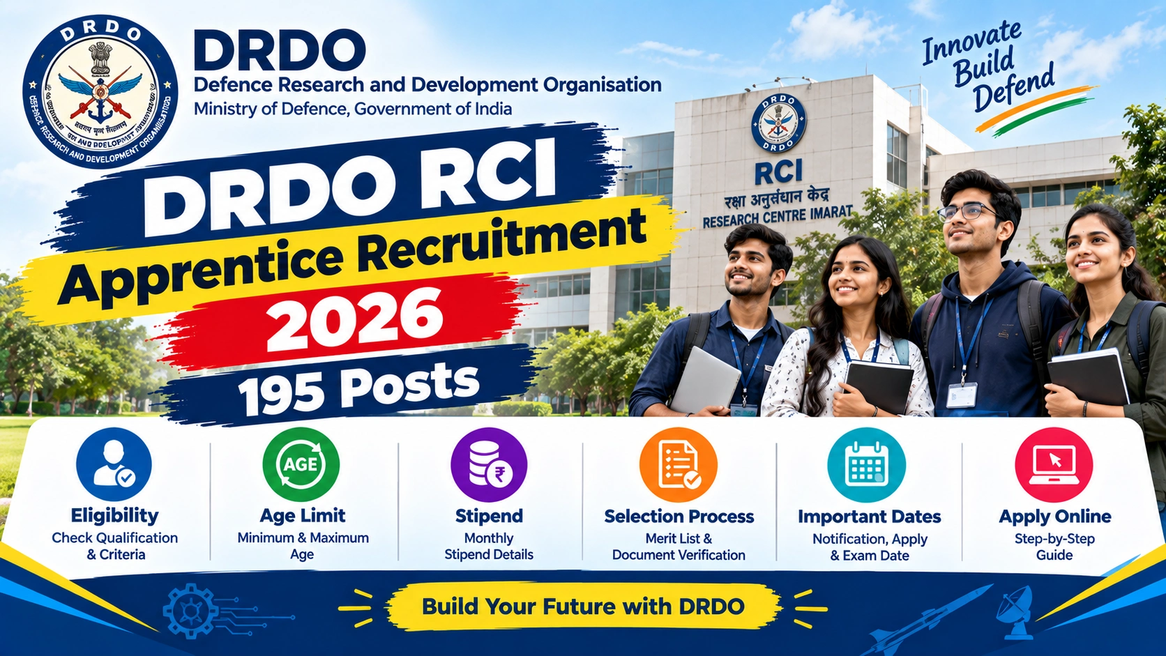 DRDO RCI Apprentice Recruitment 2026 – 195 Posts, Apply Online