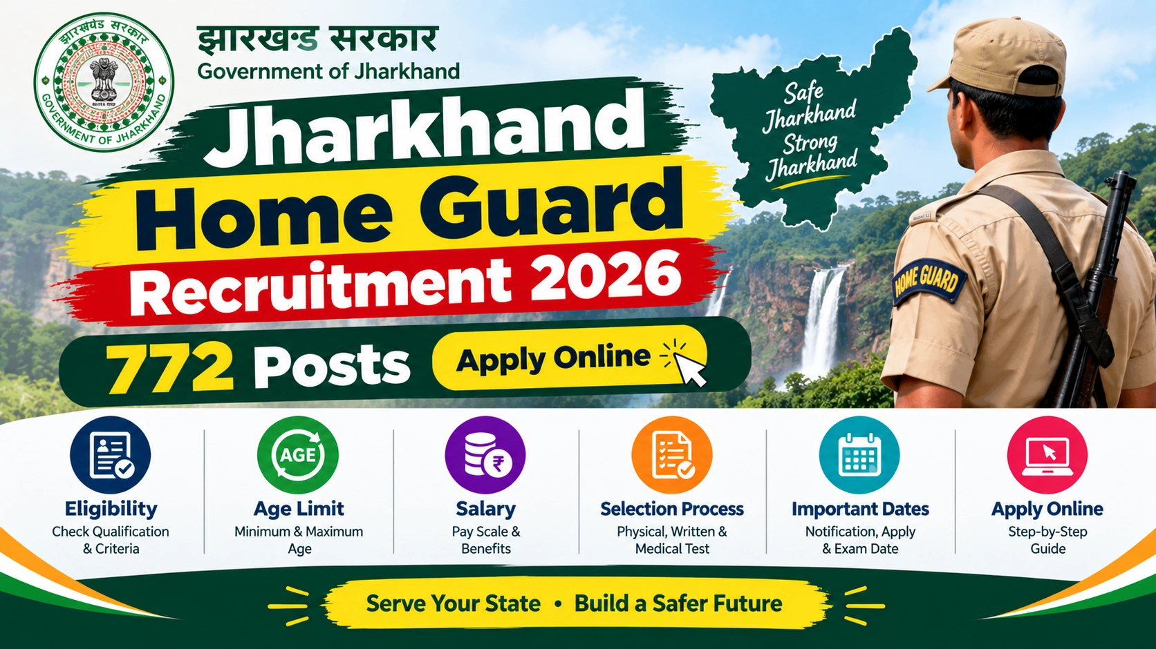 Jharkhand Home Guard Recruitment 2026: 772 Posts, Apply Online