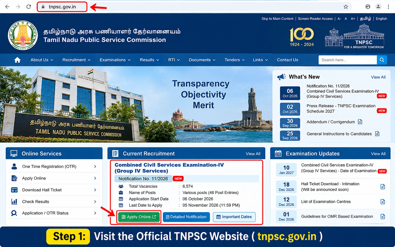TNPSC Group 4 Recruitment 2026: 6,574 Vacancies, Apply Online